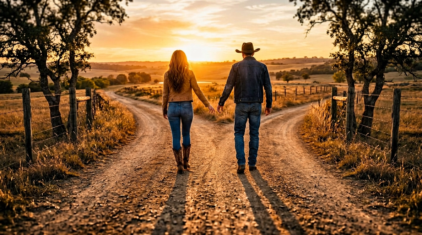 Country sunset behind the scenes